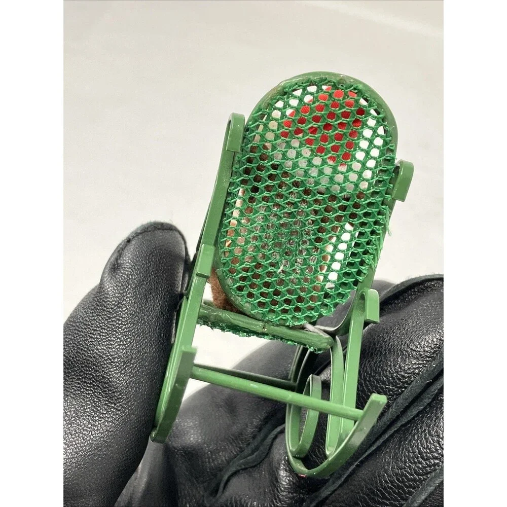 Miniature Wire Metal Rocker Rocking Chair Teddy Bear Dollhouse 1:12 Scale Green
